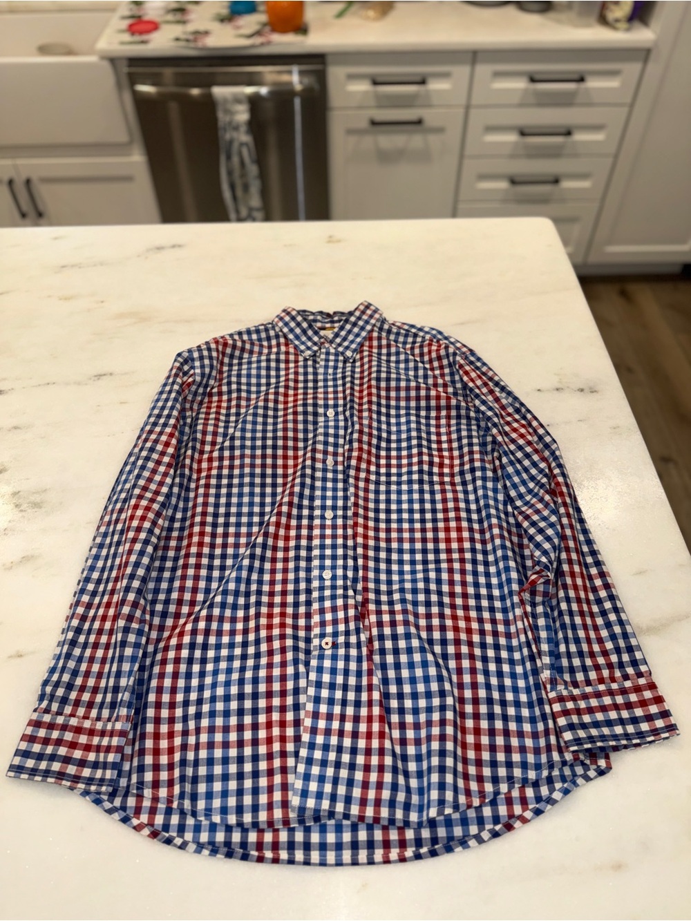 Club Room Men's Red & Blue Check Button-Down Shirt